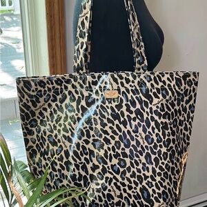 Consuela Black and Cream Leopard Tote